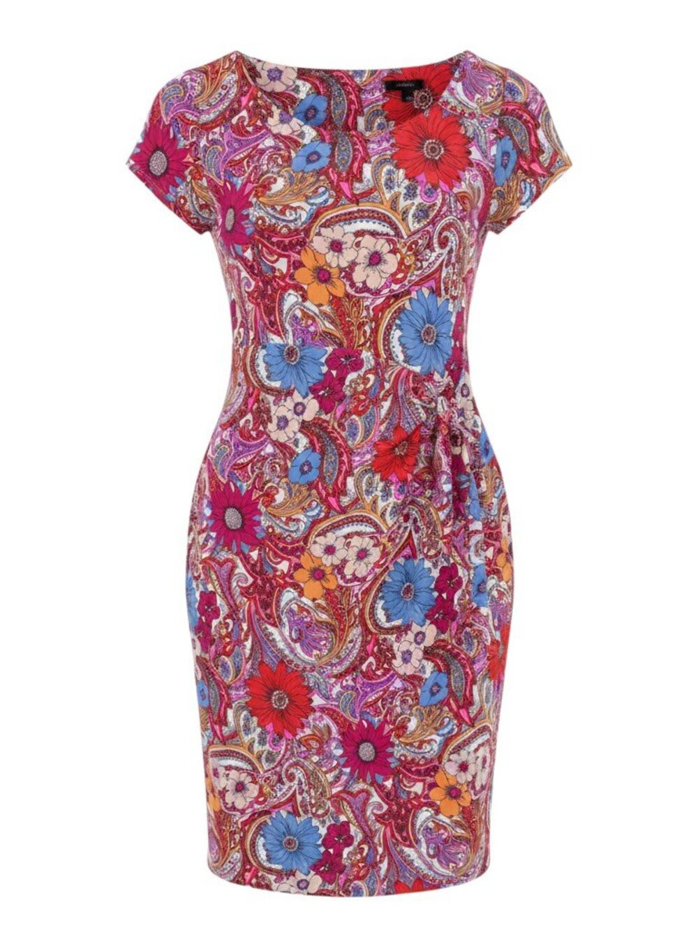 Talbots‎ Colorful Paisley Floral Sheath Dress Side Knot Cap Sleeve EUC